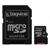 Card memorie microSDHC 64GB Kingston 64GB microSDXC Canvas Select 80R CL10 UHS-I Card + SD Adapter